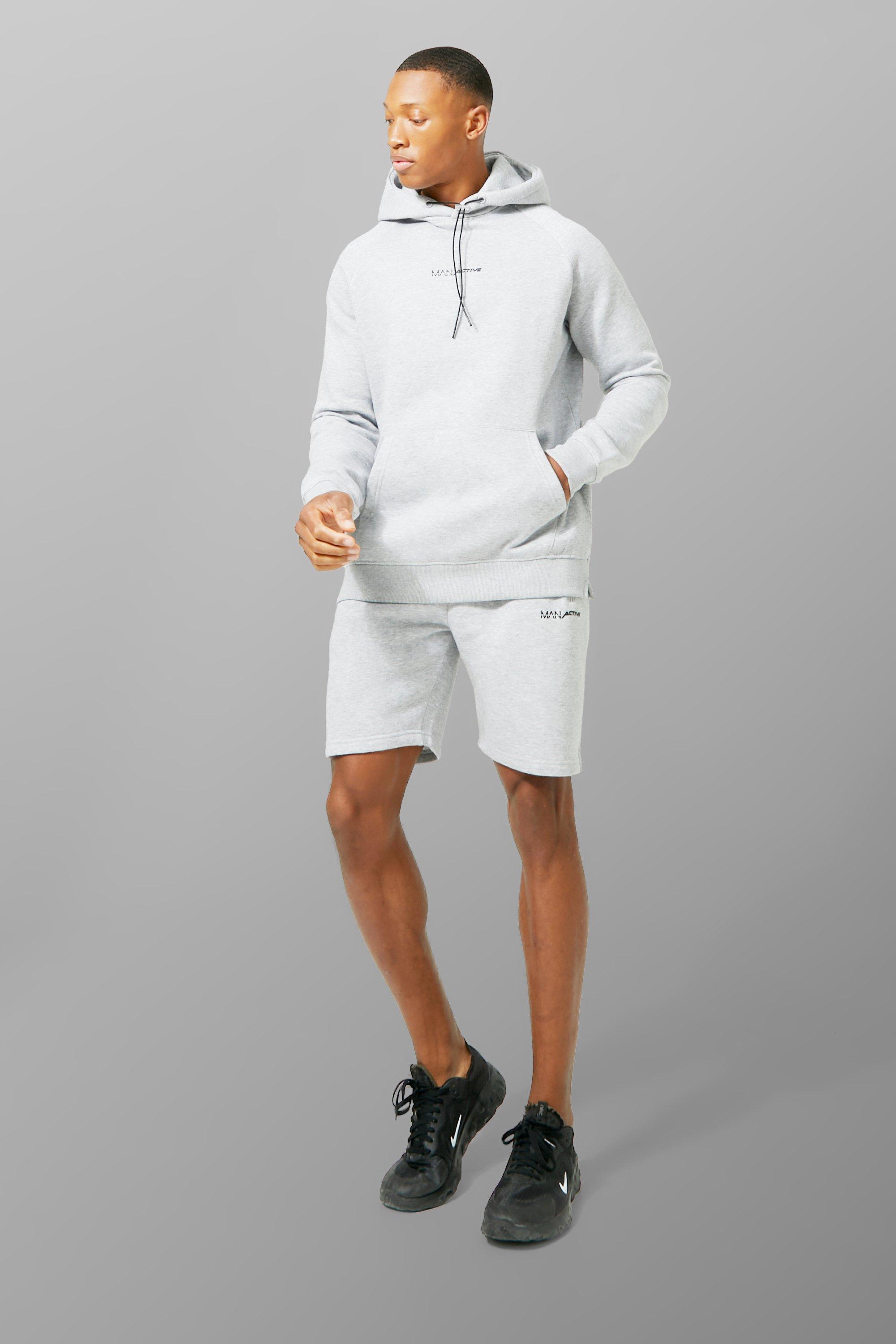 Man Active Toggle Hoodie And Short Set boohooMAN USA